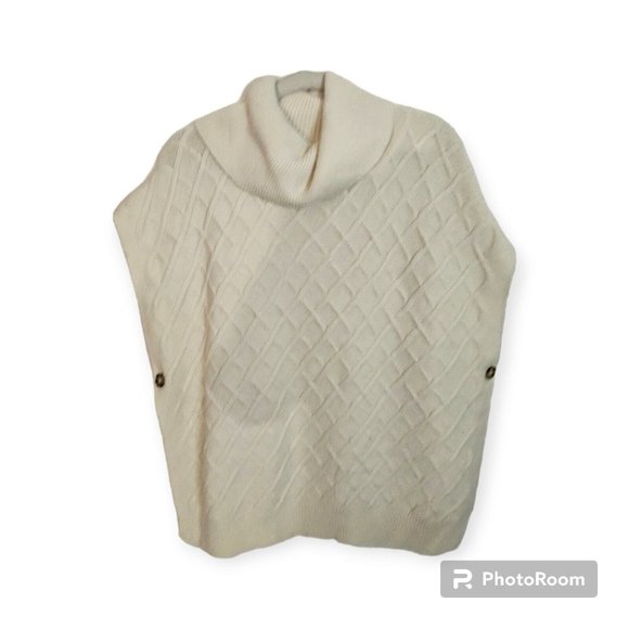 Tantrums Cream Knit Openside Turtle Neck Pullover Sweater One Size - Picture 1 of 3